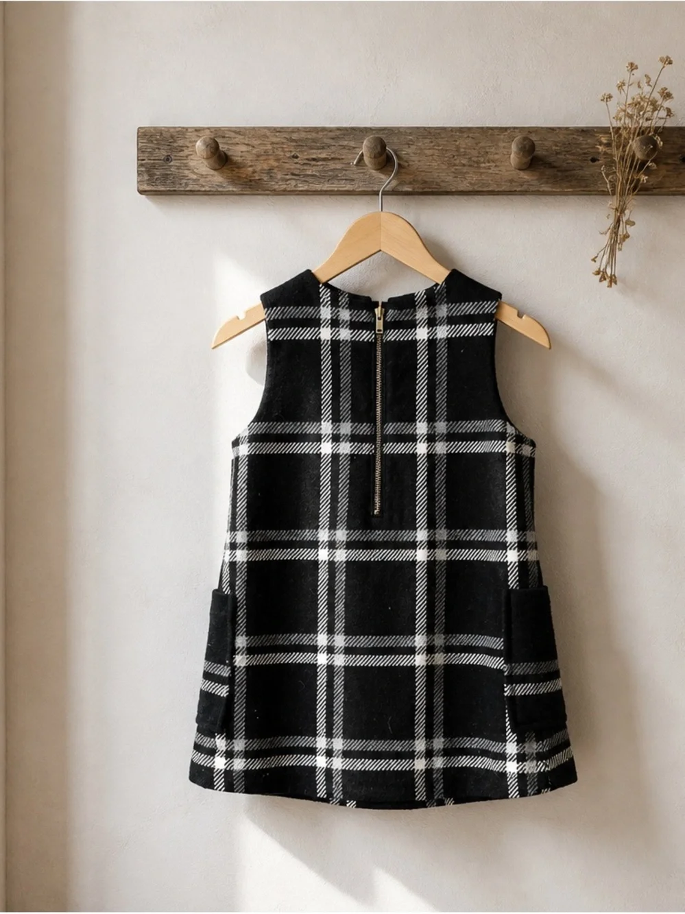 GAP Black and White Plaid Sleeveless Dress